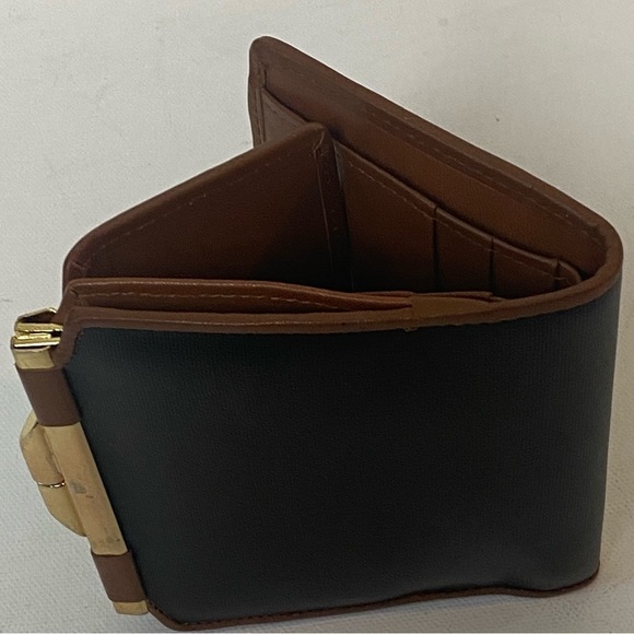 Vintage Dior Small Leather Black With Brown Trim Double Side Compact Wallet - Picture 8 of 14